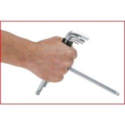 Jeu de 8 clés mâles KS Tools 6 pans à tête sphérique longue de 2 à 10 mm