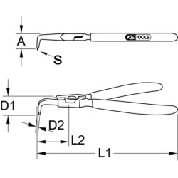 Pince à Circlips extérieur coudée 90° longueur 160 mm