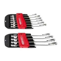 Clé mixte à cliquet réversible sur double support KS Tools Jeu de 10 pièces de 8 à 19 mm