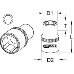 Douille 6 pans 1'' KS Tools 65 mm