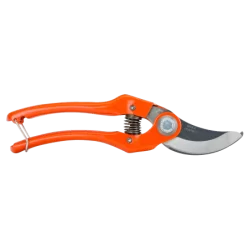 Sécateur jardin à lames croisantes Bahco poignées acier et tête de coupe coudée longueur 23 cm