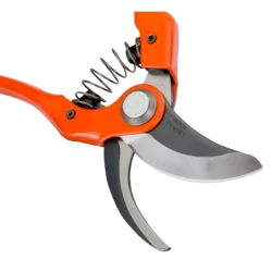 Sécateur jardin à lames croisantes Bahco poignées acier et tête de coupe coudée longueur 23 cm