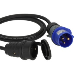Adaptateur CEE P17 Femelle 1,5 mètre de câble 3G1,5 IP44 2P+T Femelle