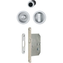 Set pour porte coulissante intérieure à condamnation - aluminium chromé mat - Hoppe - axe 50 mm