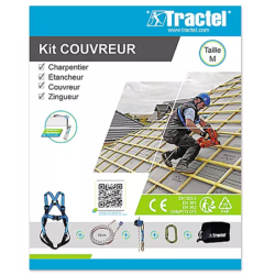 Kit couvreur Tractel harnais + antichute + corde 10 m