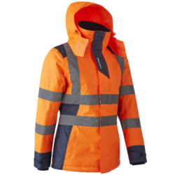 Parka haute visibilité femme HORA Coverguard Orange HV et Navy