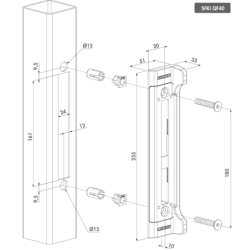 Gâche à encastrer en acier inoxydable pour FortyLock - profil 40mm