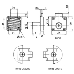 Serrure de meuble à cylindre Ronis 4500 varié