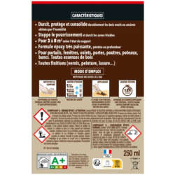 Durcisseur SintoBois pour bois abîmés - Résine époxy avec durcisseur - Sinto - 250 grammes