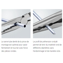 Pince à monter, à profils transversaux Knipex - Poignées gainées plastique - Longueur 280 mm