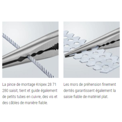 Pince à monter, à profils transversaux Knipex - Poignées gainées plastique - Longueur 280 mm