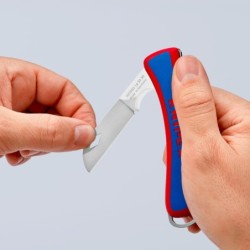 Couteau d'électricien Knipex lame pliante longueur 80 mm en acier inoxydable