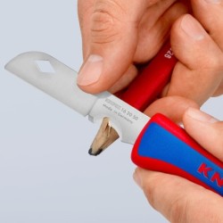 Couteau d'électricien Knipex lame pliante longueur 80 mm en acier inoxydable