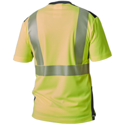 T-shirt haute visibilité manches courtes PBV 100% polyester recyclé jaune et bleu marine