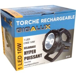 Lampe torche Gigalux rechargeable portative LED 10W IP44