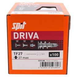 Cheville autoforeuse Spit Driva à tête fraisée TF27 - 31 x 14 mm 100 pièces