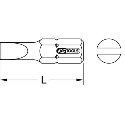 Boîte de 5 embouts de vissage fente 1/4 longueur 25 mm KS Tools