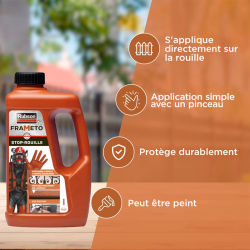 Huile de traitement antirouille rapide Rubson Frameto pour métaux ferreux