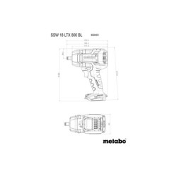 Visseuse à chocs sans fils SSW 18 LTX 800 BL Metabo sans batterie ni chargeur