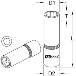 Douille longue 6 pans 1/4 Ultimate Kstools finition satinée