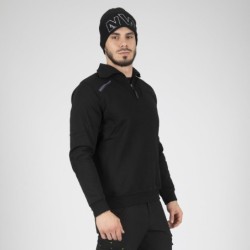 Pull col camionneur zippé Largo North Ways 100% polyester noir