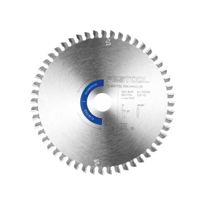 Lame de scie circulaire Festool HW 160 x 1,8 x 20 F/FA52 - Aluminium et plastique - Ø 160 mm