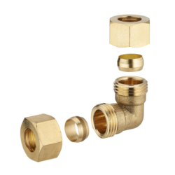 Coude 90° bicône égal laiton pour tube cuivre
