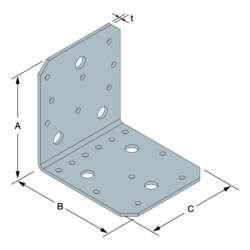 Équerre structurelle 65 x 88 x 88 mm épaisseur 2.5 mm