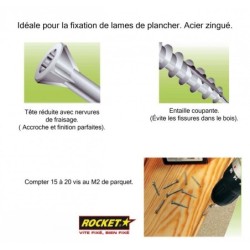 Vis bois Rocket parquet Torx tête fraisée acier Zingué filetage partiel