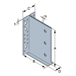 Etrier à âme intérieure profondeur 130 mm épaisseur 2 mm