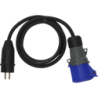 Adaptateur CEE P17 Femelle 1,5 mètre de câble 3G1,5 IP44 2P+T Mâle