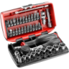 Coffret cliquet manche rotatif Facom avec douilles 1/4 6 pans boîte nano - 38 pièces