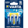 Pile électronique Alcaline - LR03 Varta - High Energy AAA - Longue durée - Lot de 4