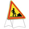 Panneau avertissement triangulaire pour routes normales - Danger chantier AK5 - Classe T1