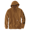 Sweat homme Sleeve Logo à capuche non zippé logo Carhartt sur manche Marron
