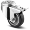 Roue en caoutchouc gris pivot et frein
