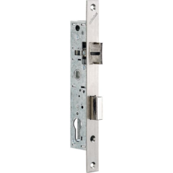 Serrure à encastrer 1 point pour porte métallique entraxe 70 mm pêne dormant et 1/2 tour