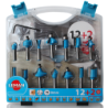 Coffret de 12+2 mèches de défonceuse HM queue de 8 mm