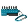 Lot de 7 embouts de vissage Impact Black 25mm Makita avec porte-embout magnétique et mousqueton