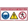 Panneau signalétique 4 en 1 Taliaplast Chantier interdit au public 800 x 400 mm