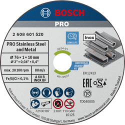 Disque à tronçonner aggloméré PRO Stainless Inox et Metal 76 x 1 x 10 mm lot de 5 disques