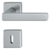 Ensemble sur rosace Dallas Hoppe en alu aspect inox pour porte de 37-47 mm carré 7 mm en L