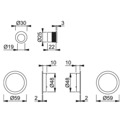 Set 5 pour porte coulissante aveugle Hoppe en alu aspect inox, pour porte intérieure