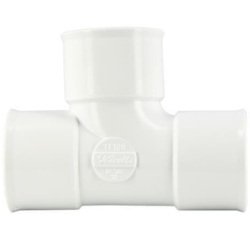 Raccord Té pied de biche simple angle 87’30 femelle-femelle blanc