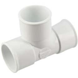 Raccord Té pied de biche simple angle 87’30 femelle-femelle blanc
