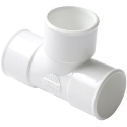 Raccord Té pied de biche simple angle 87’30 femelle-femelle blanc