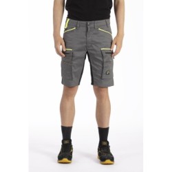 Bermuda de travail multipoches Fibreflex Gris et Fluo Jaune