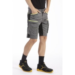 Bermuda de travail multipoches Fibreflex Gris et Fluo Jaune
