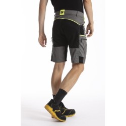 Bermuda de travail multipoches Fibreflex Gris et Fluo Jaune