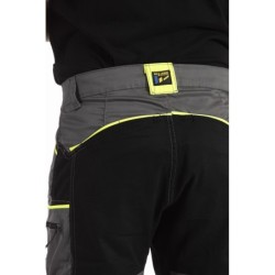 Bermuda de travail multipoches Fibreflex Gris et Fluo Jaune